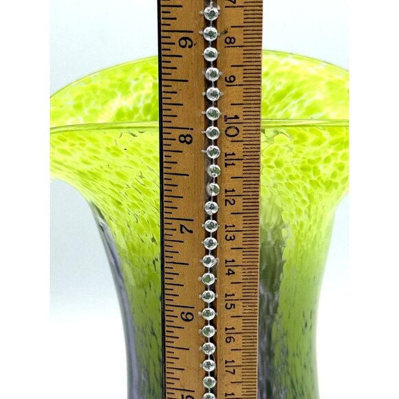 Hand Blown Glass Vase Green /Purple Design by Arthur Nelson Green - Picture 2 of 7